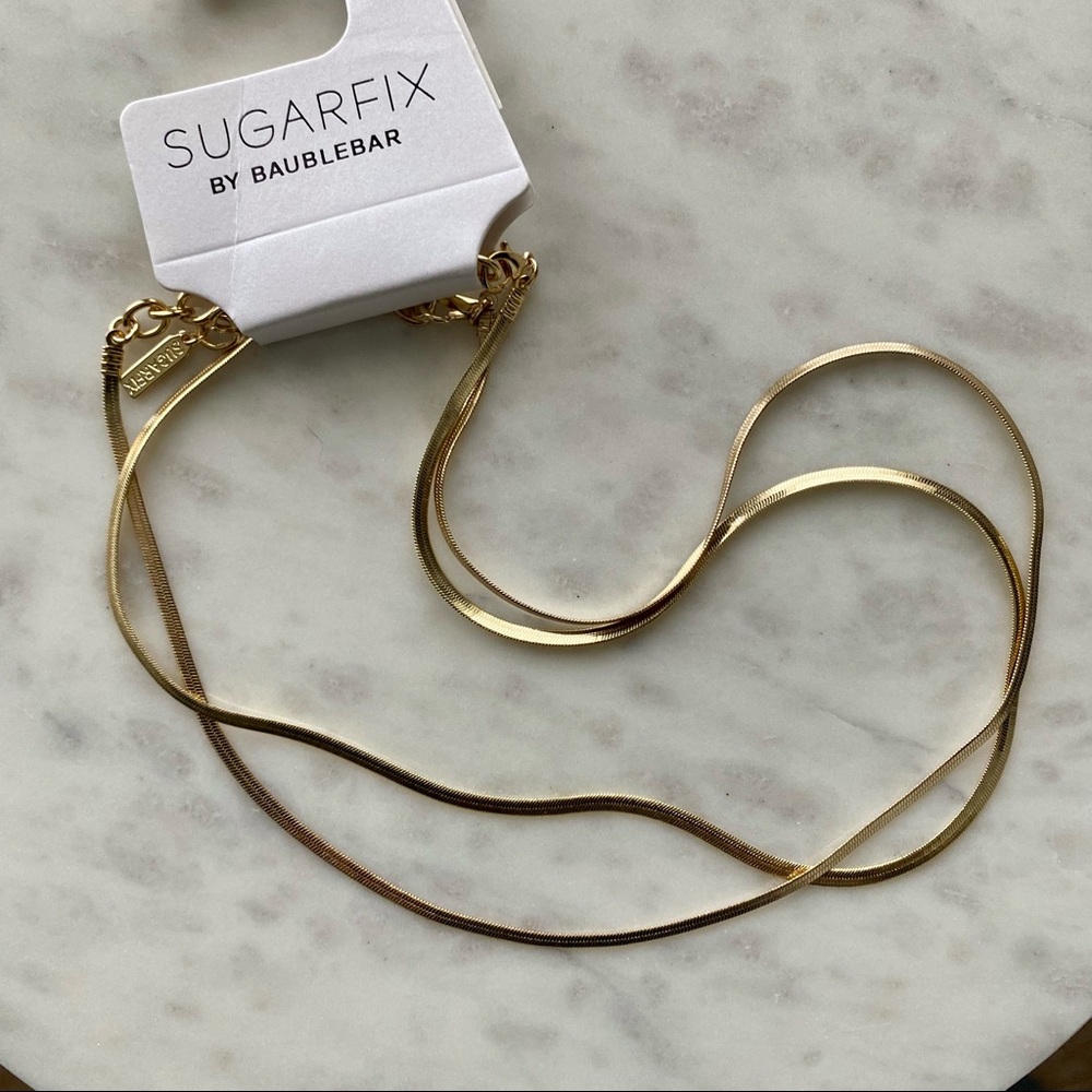 BaubleBar Gold Snake Chains Flat Herringbone Chains Set of 2
